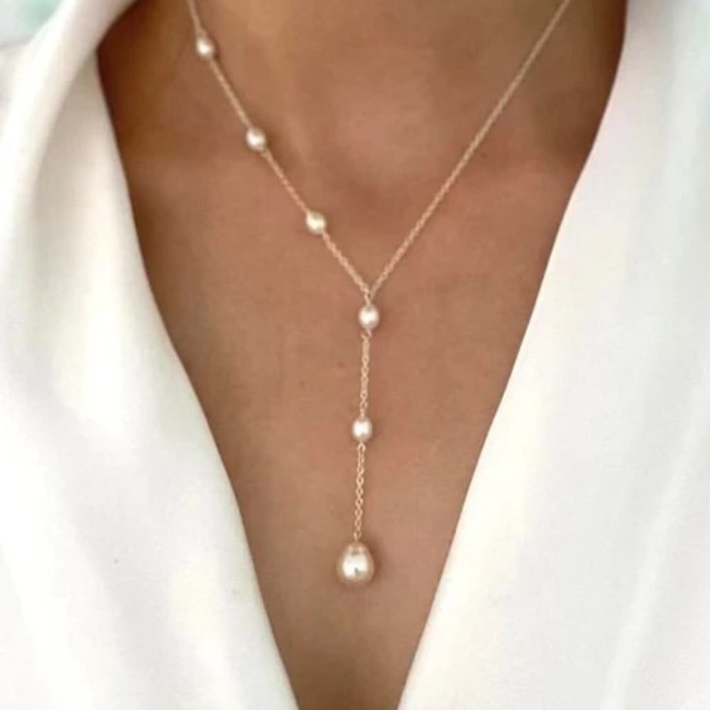 925 Sterling Silver Natural Freshwater Pearl Pendant Necklace